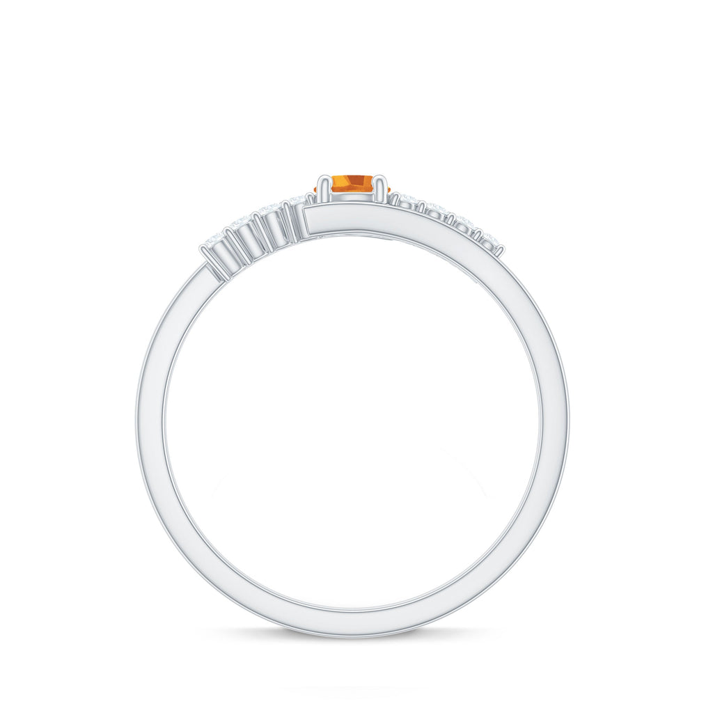 Natural Citrine Promise Ring with Diamond Bypass Shank