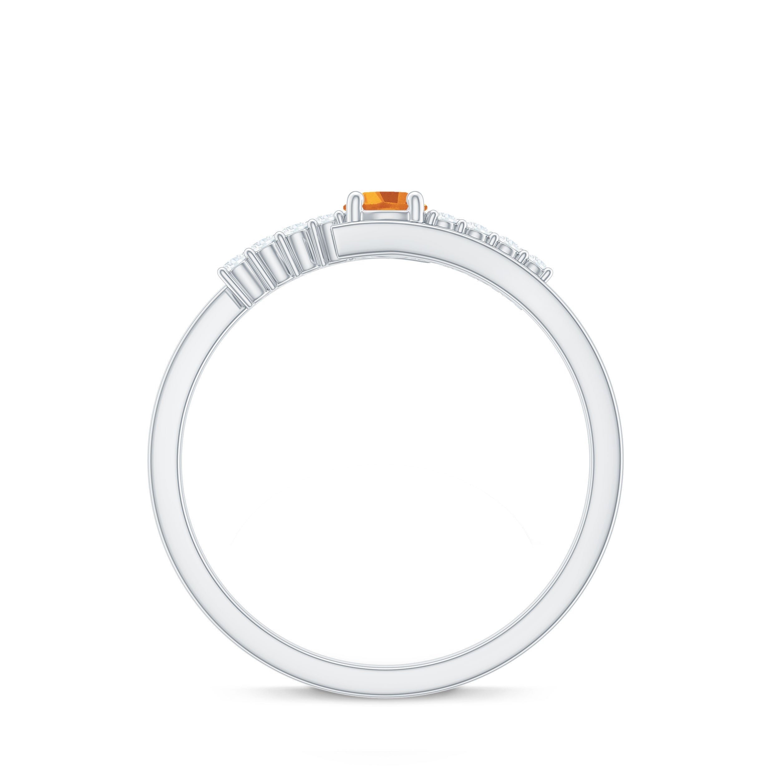 Natural Citrine Promise Ring with Diamond Bypass Shank