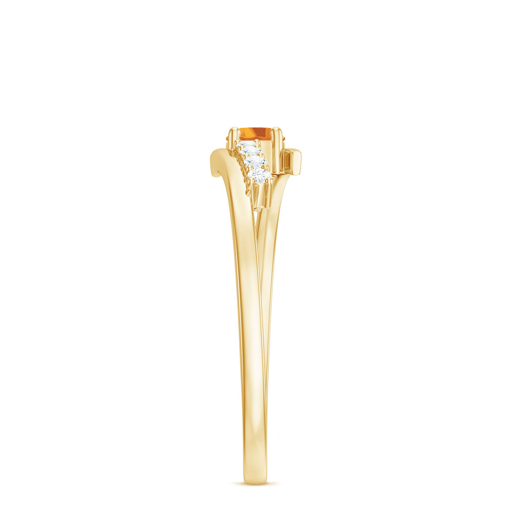 Natural Citrine Promise Ring with Diamond Bypass Shank