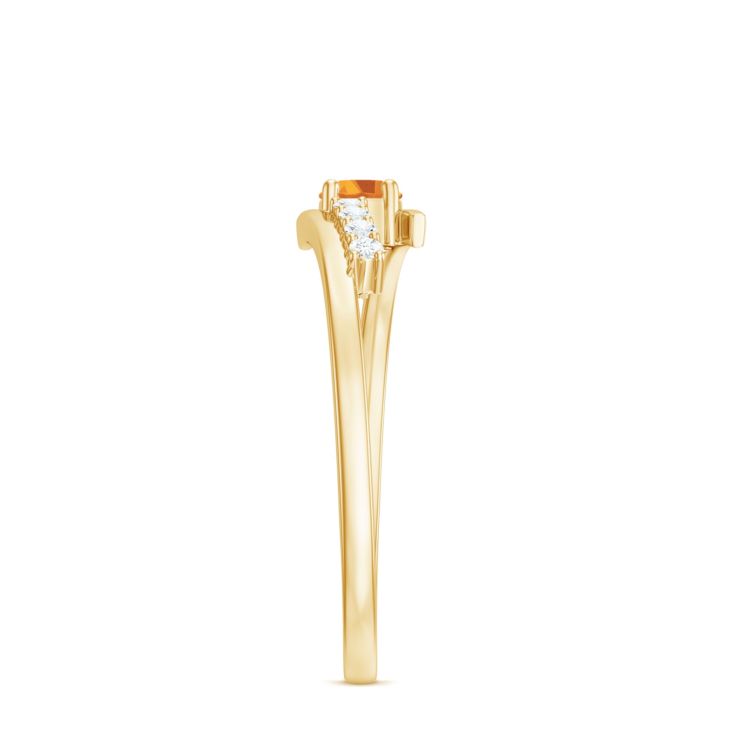 Natural Citrine Promise Ring with Diamond Bypass Shank