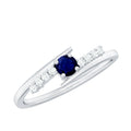 Minimal Round Blue Sapphire and Diamond Bypass Promise Ring