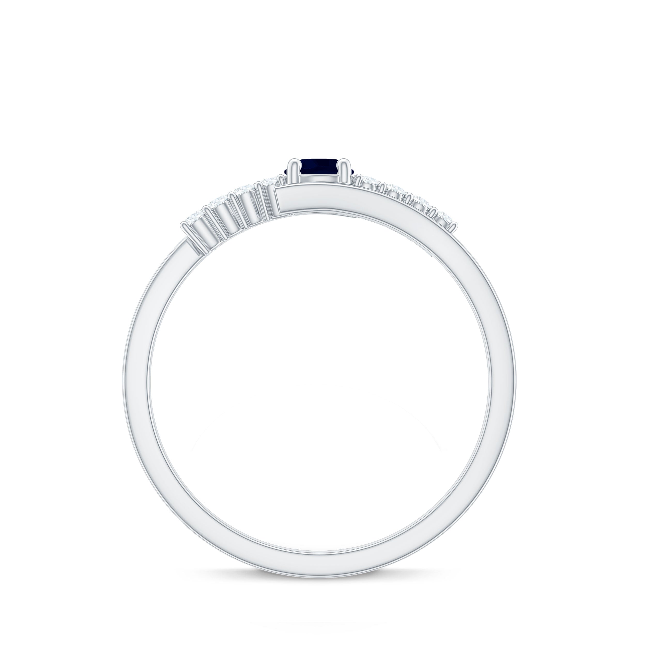 Minimal Round Blue Sapphire and Diamond Bypass Promise Ring