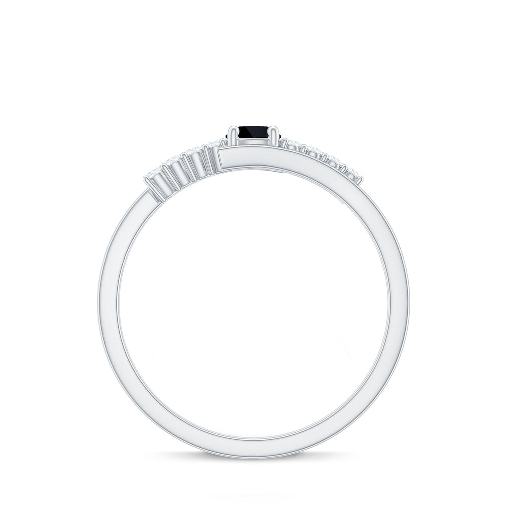 Minimal Lab Created Black Diamond and Diamond Bypass Promise Ring