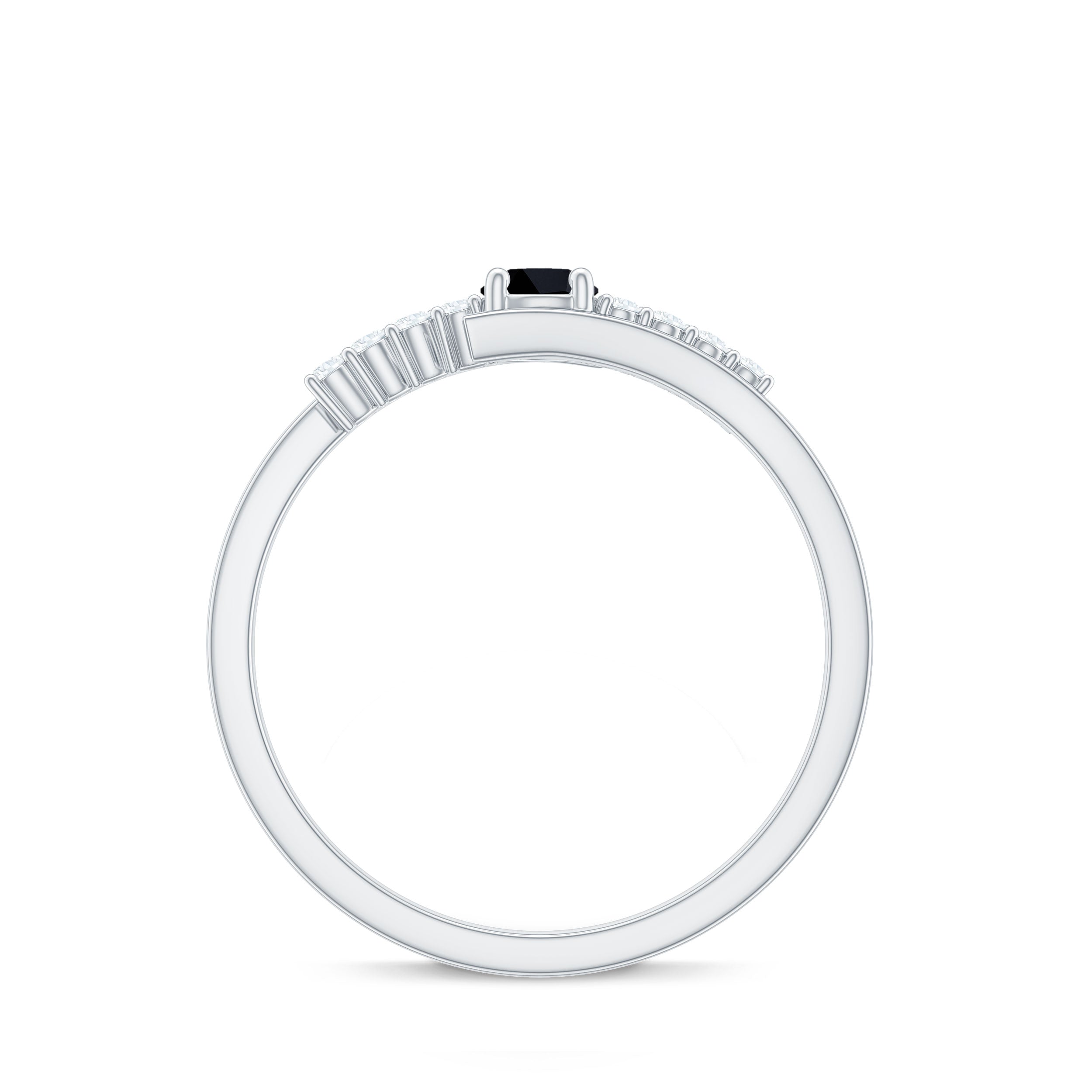 Minimal Lab Created Black Diamond and Diamond Bypass Promise Ring