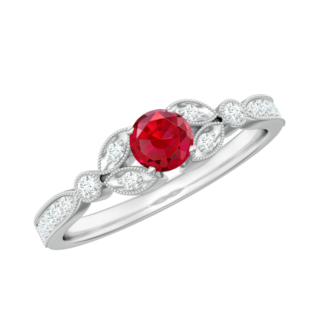 Lab-Lab Grown Ruby and Diamond Minimal Promise Ring