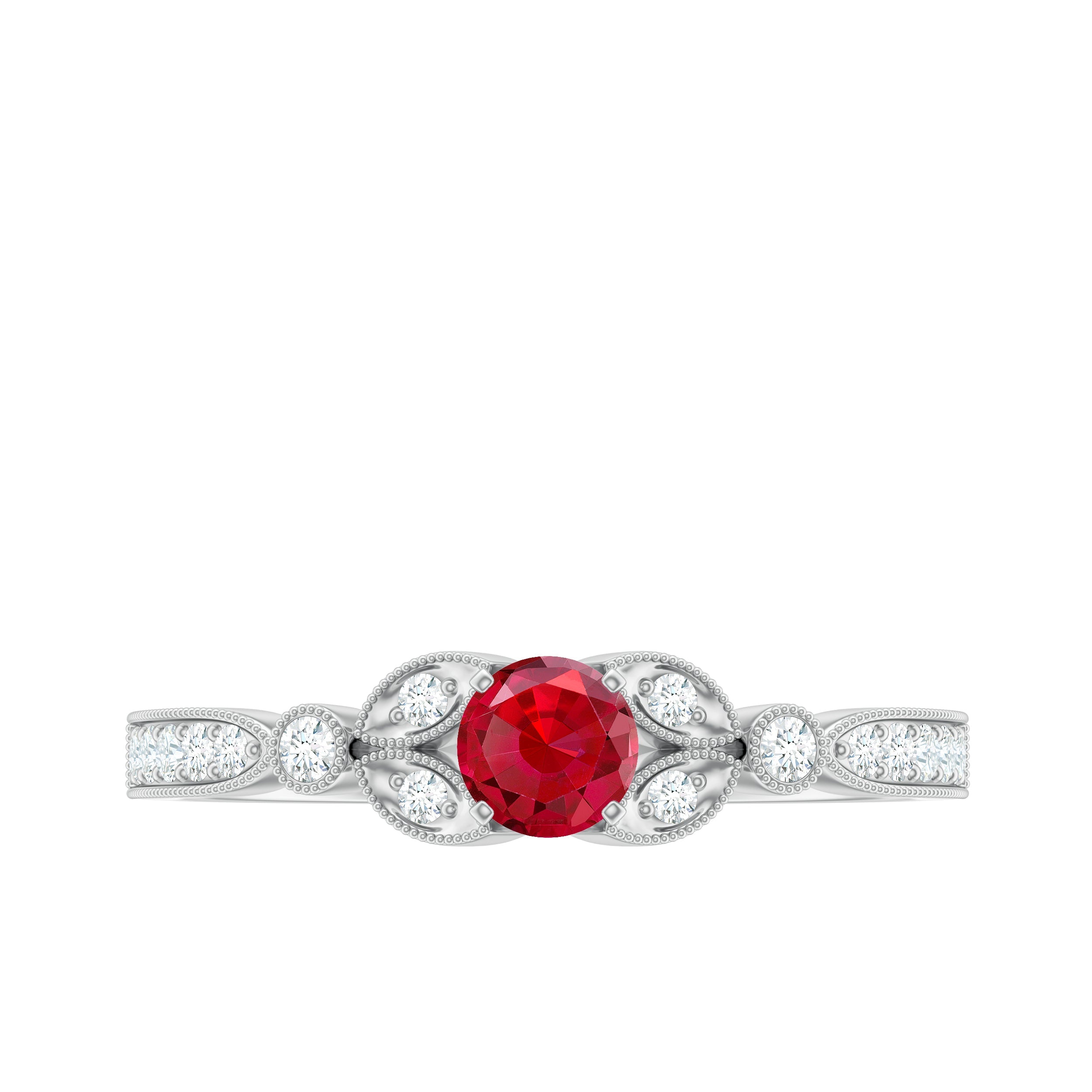 Lab-Lab Grown Ruby and Diamond Minimal Promise Ring