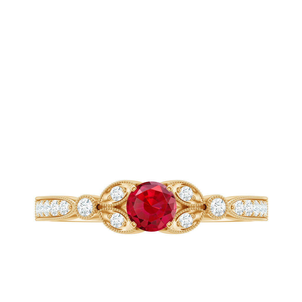 Lab-Lab Grown Ruby and Diamond Minimal Promise Ring