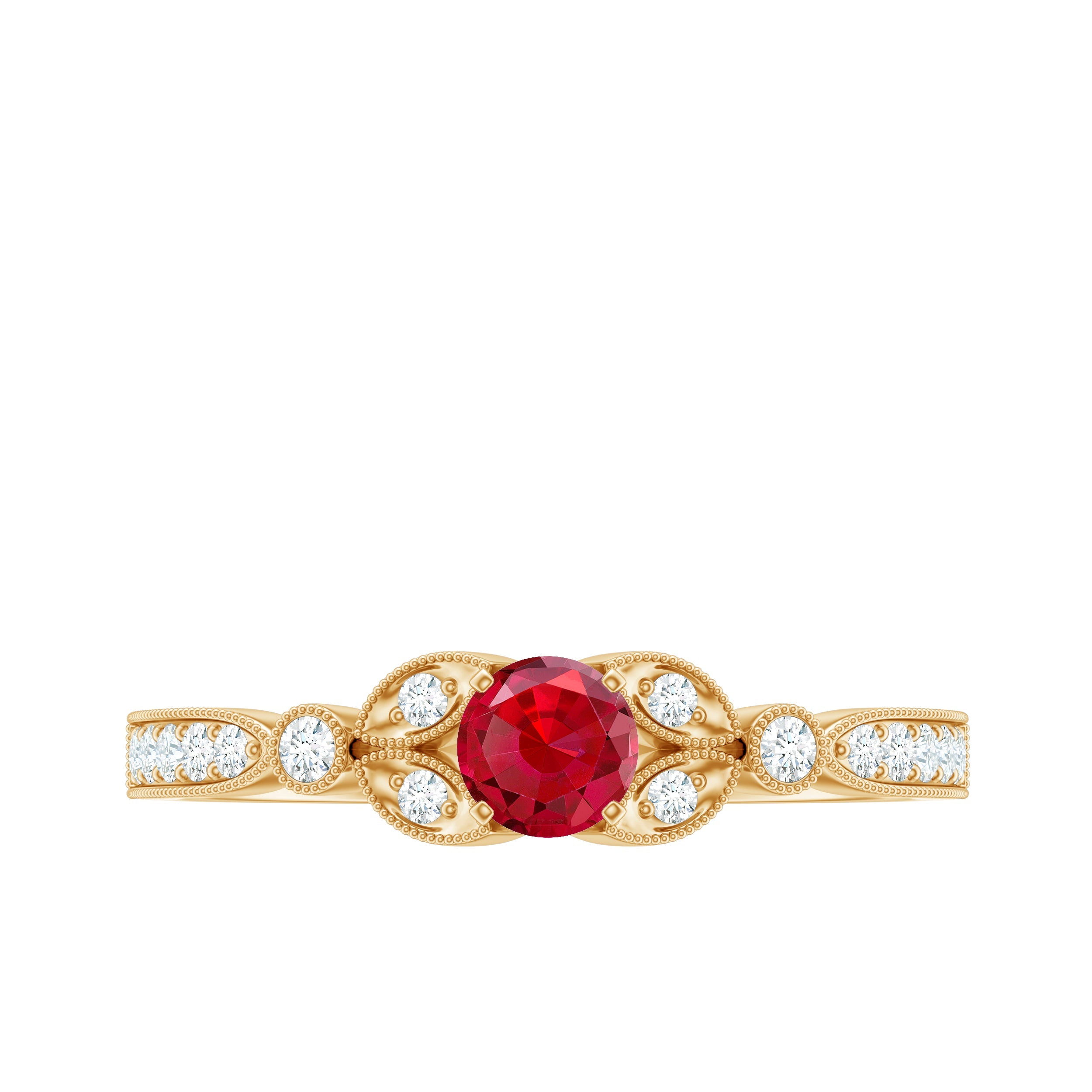 Lab-Lab Grown Ruby and Diamond Minimal Promise Ring