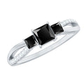 Princess Cut 3 Stone Created Black Diamond Infinity Ring with Diamond