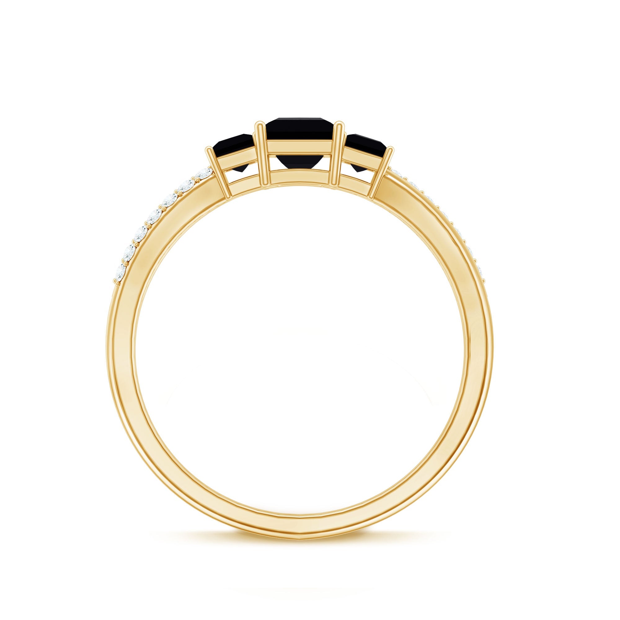 Princess Cut 3 Stone Created Black Diamond Infinity Ring with Diamond