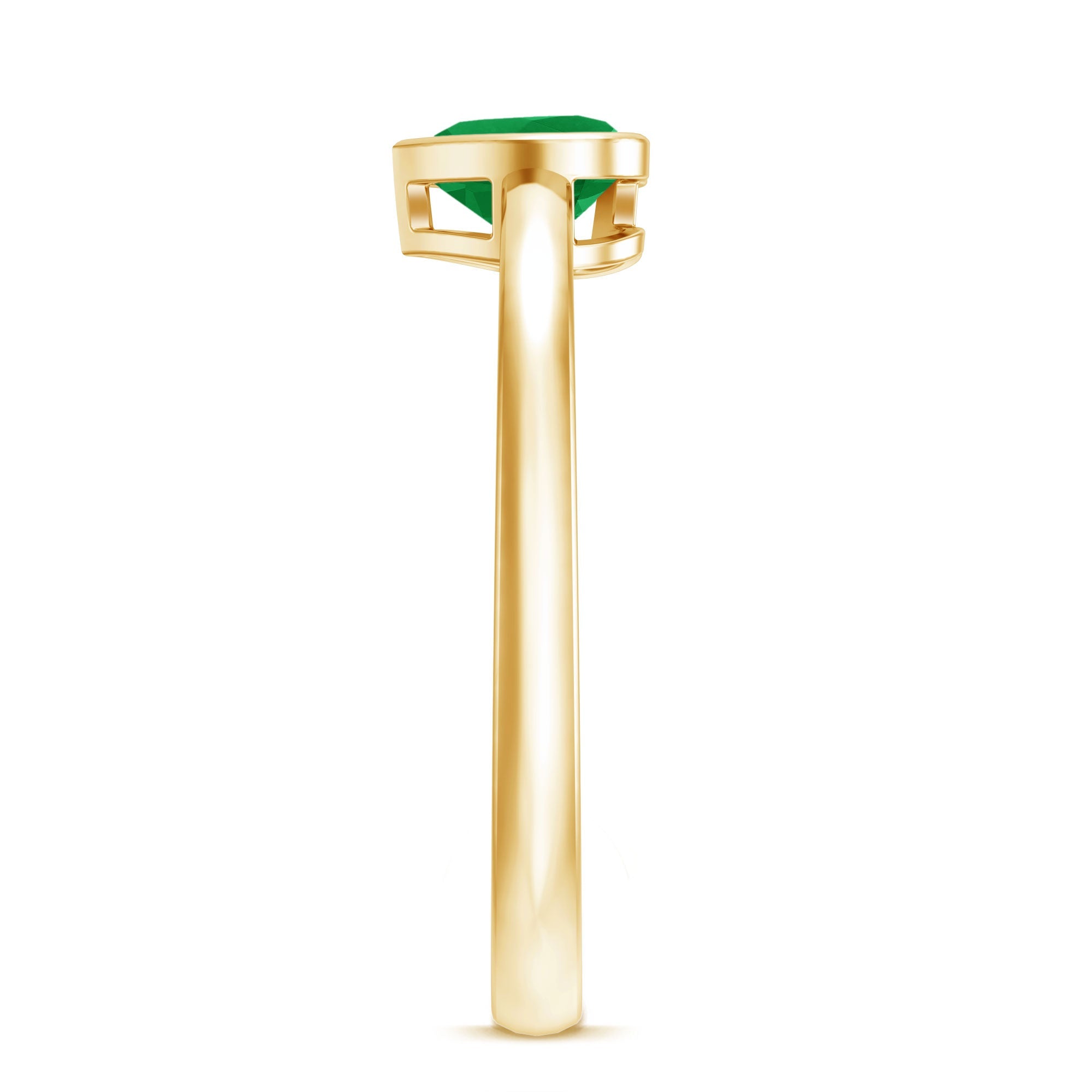 Real Emerald Heart Solitaire Ring in Bezel Setting