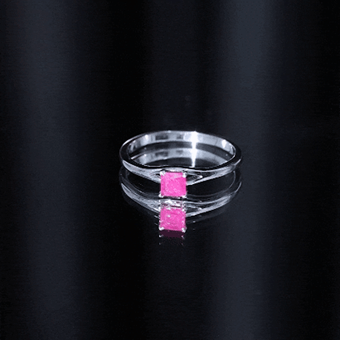 Princess Cut Ruby Solitaire Ring in Split Shank