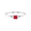 Princess Cut Ruby Solitaire Ring in Split Shank