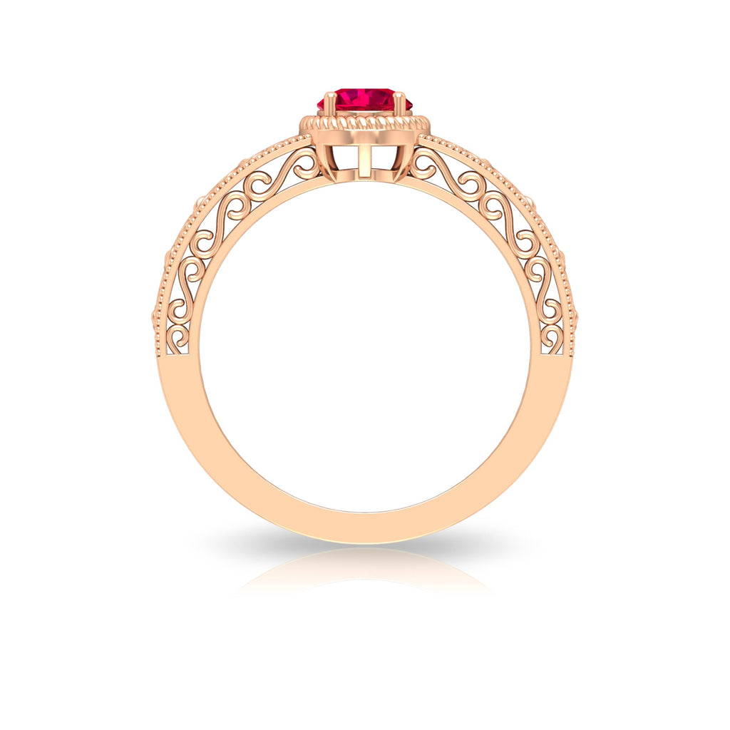 Vintage Inspired Ruby Solitaire Engagement Ring
