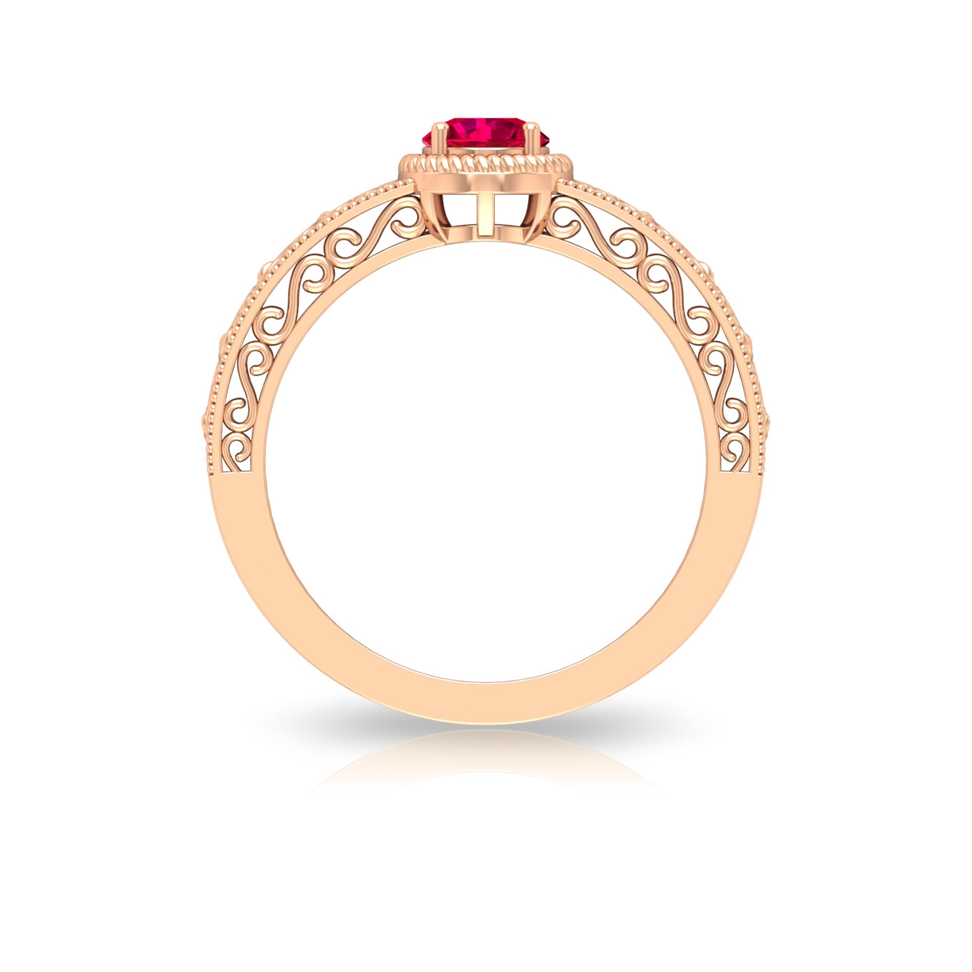 Vintage Inspired Ruby Solitaire Engagement Ring