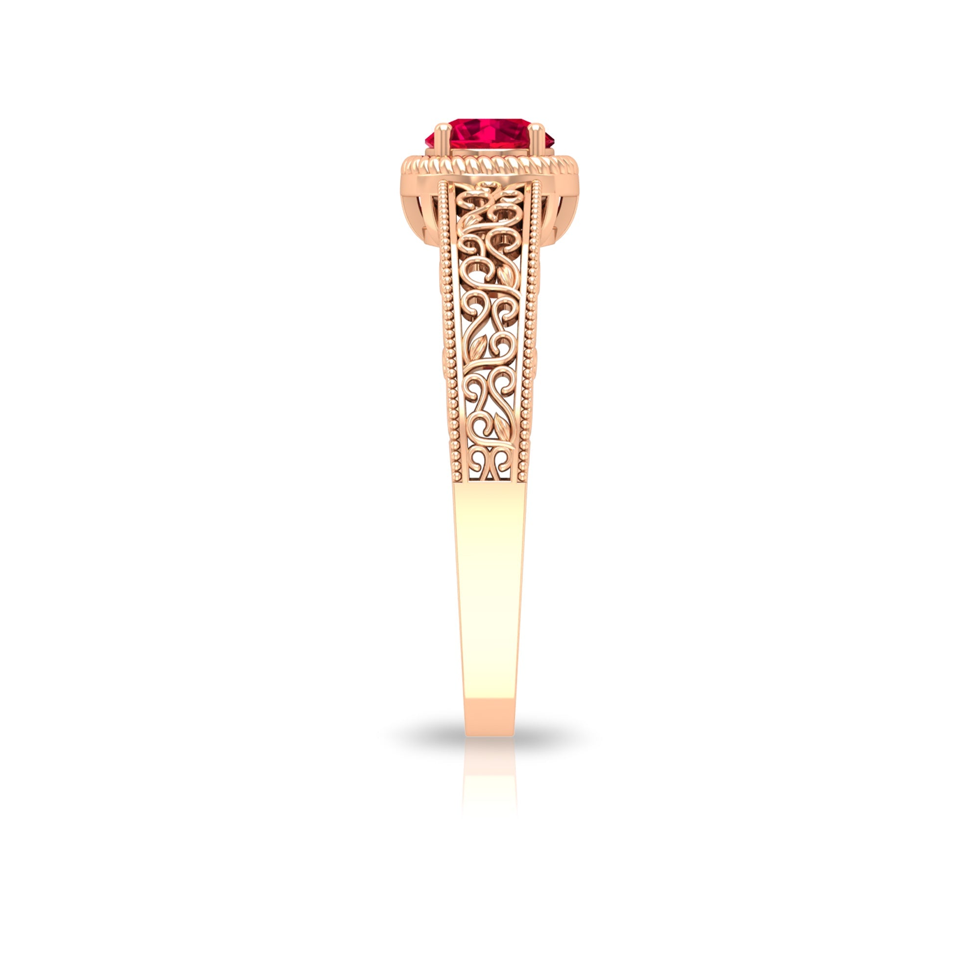 Vintage Inspired Ruby Solitaire Engagement Ring