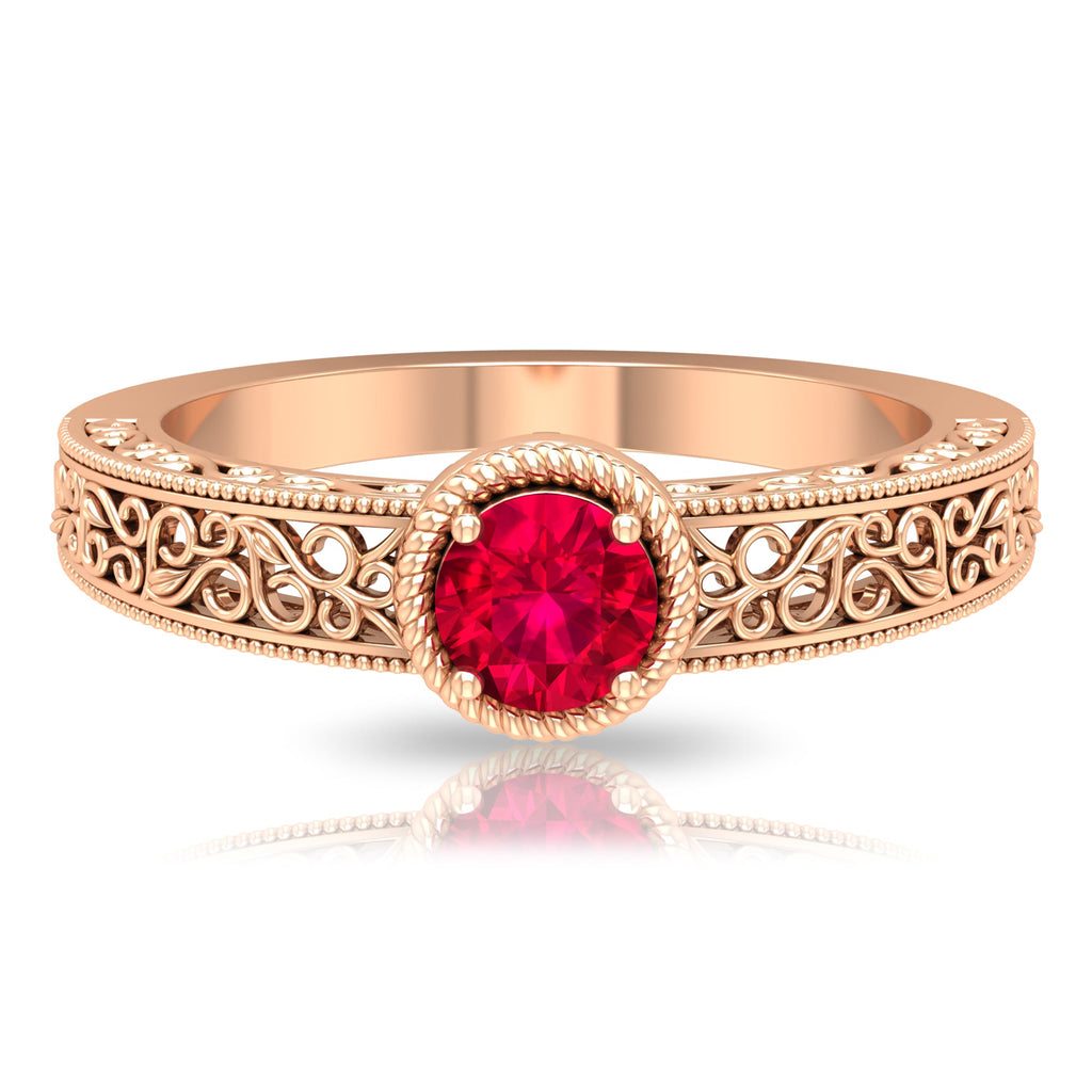Vintage Inspired Ruby Solitaire Engagement Ring