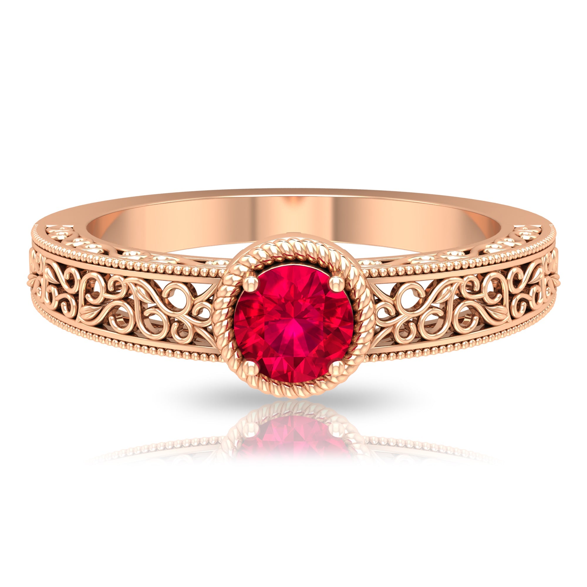 Vintage Inspired Ruby Solitaire Engagement Ring