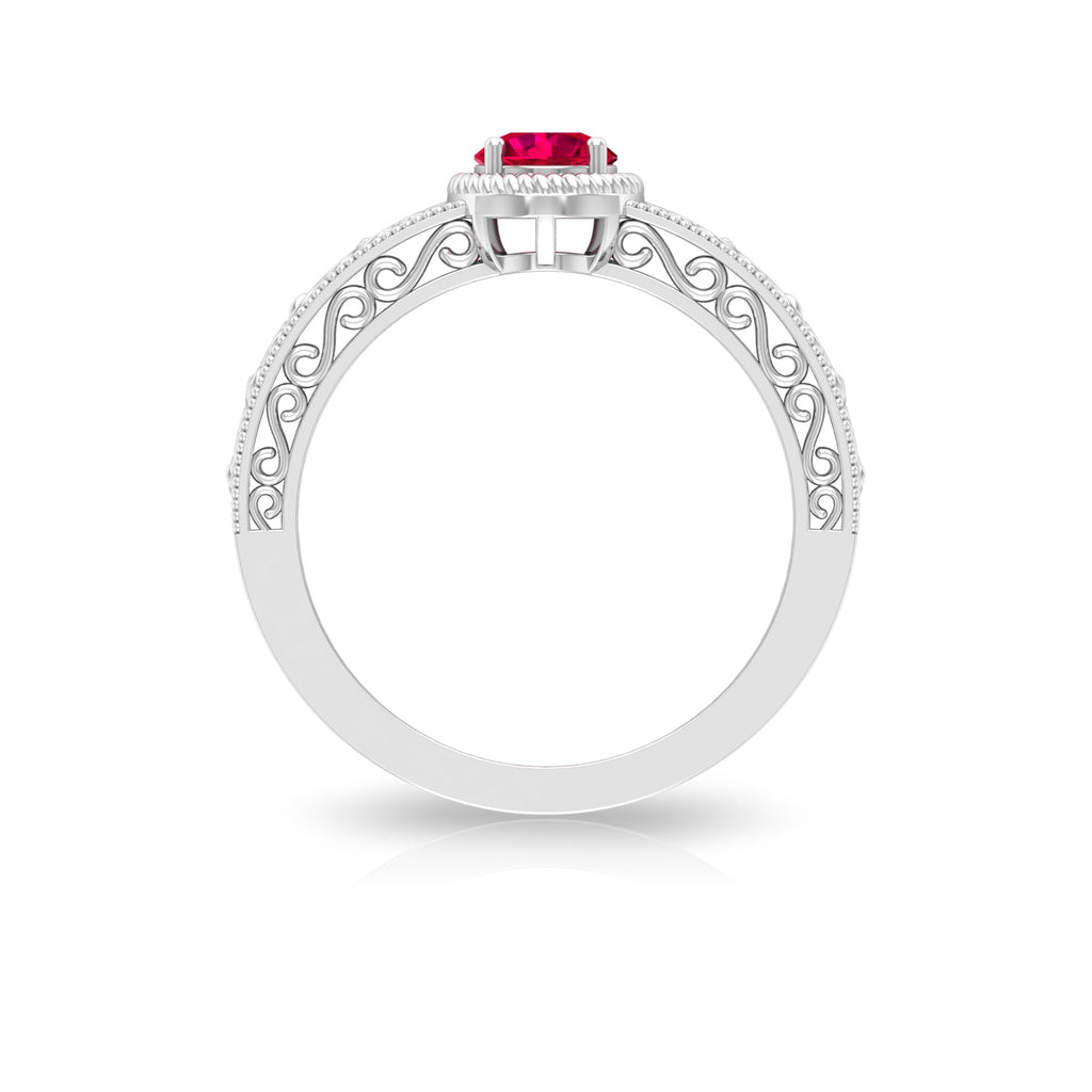 Vintage Inspired Ruby Solitaire Engagement Ring