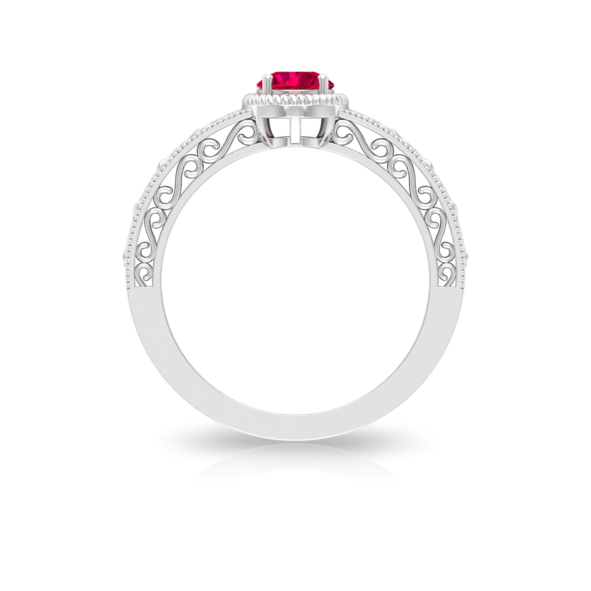 Vintage Inspired Ruby Solitaire Engagement Ring