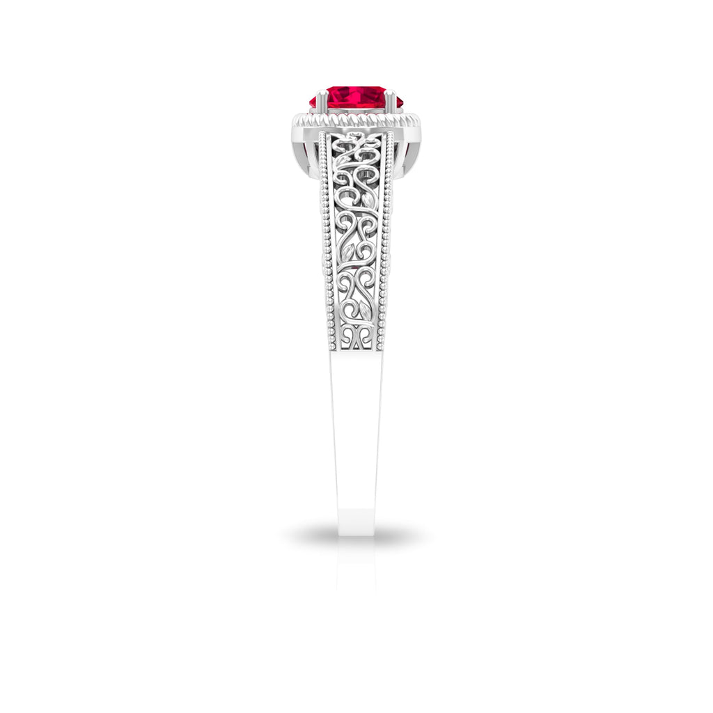 Vintage Inspired Ruby Solitaire Engagement Ring
