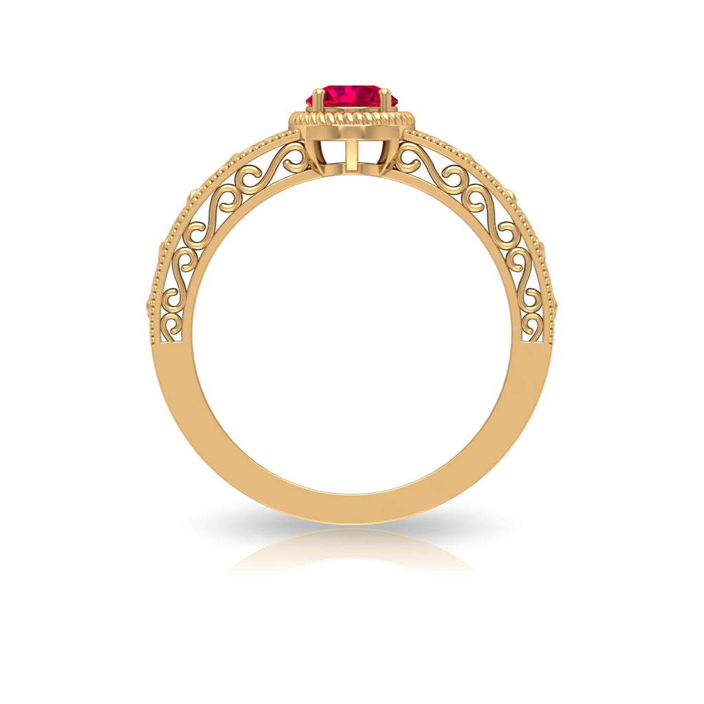 Vintage Inspired Ruby Solitaire Engagement Ring