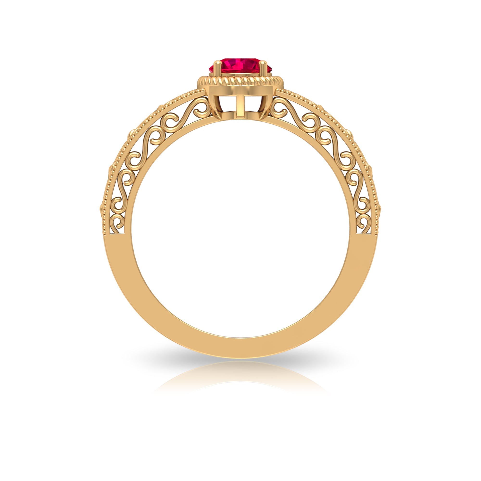 Vintage Inspired Ruby Solitaire Engagement Ring