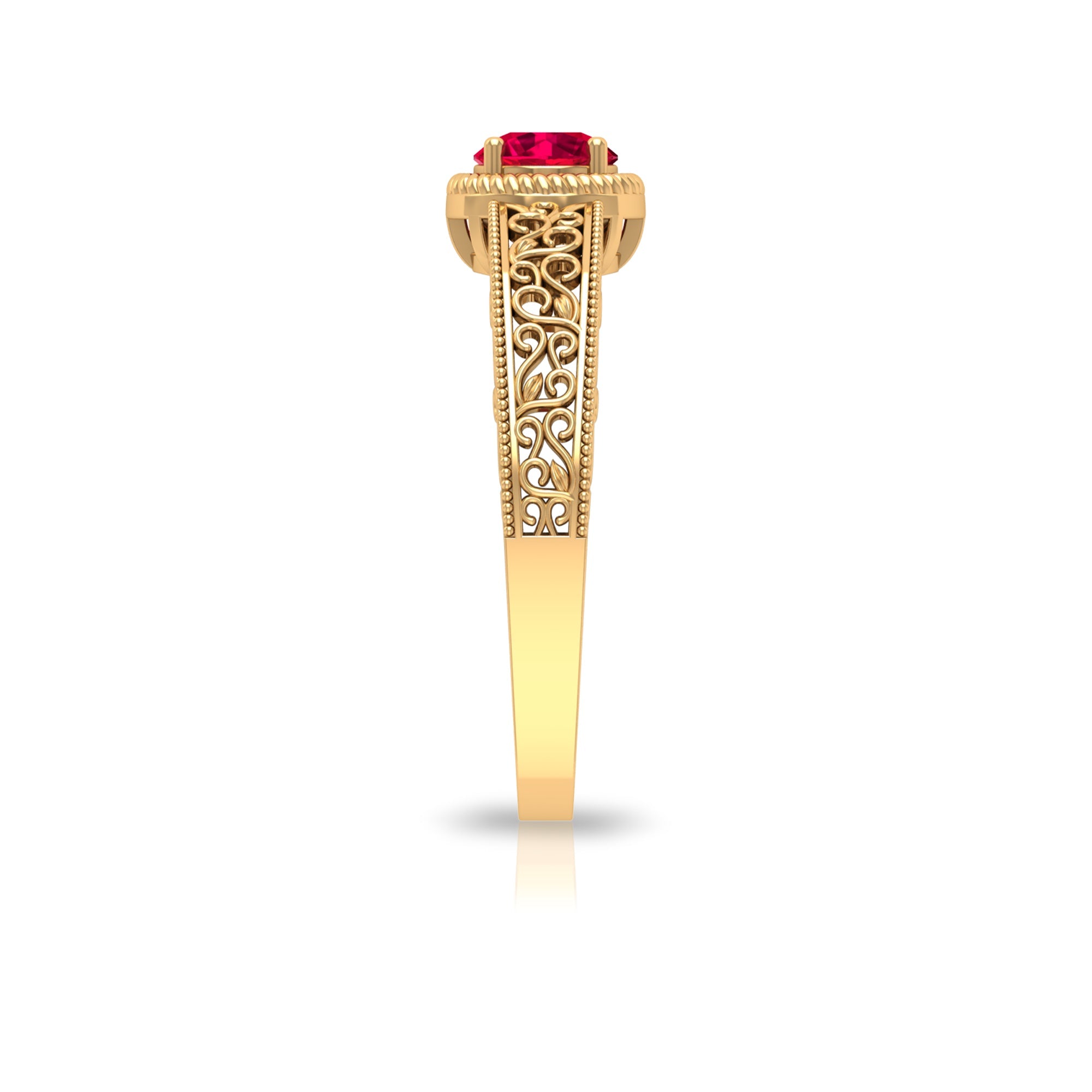 Vintage Inspired Ruby Solitaire Engagement Ring