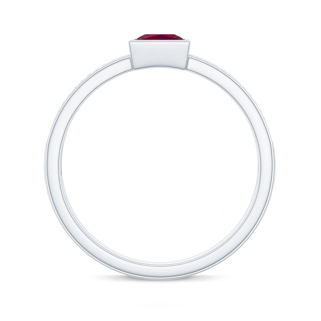 1 CT Princess Cut Ruby Engagement Ring with Diamond
