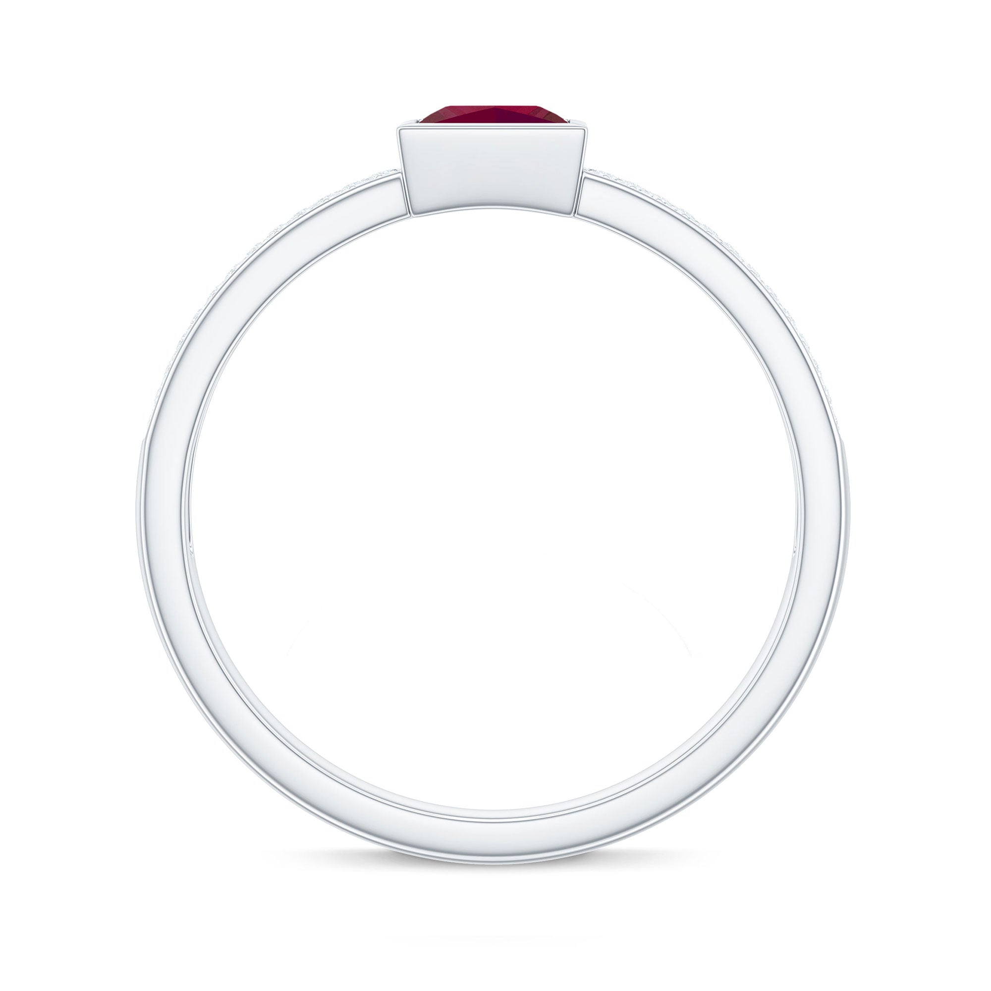 1 CT Princess Cut Ruby Engagement Ring with Diamond