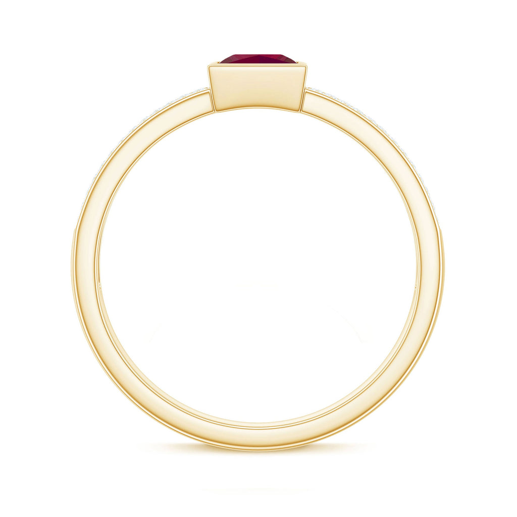 1 CT Princess Cut Ruby Engagement Ring with Diamond