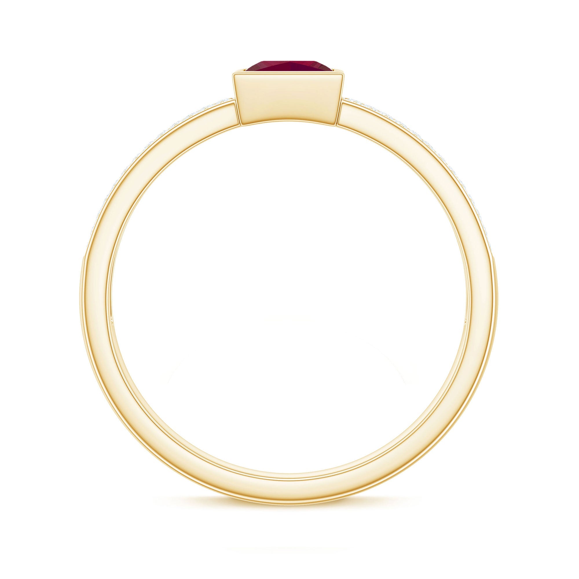 1 CT Princess Cut Ruby Engagement Ring with Diamond