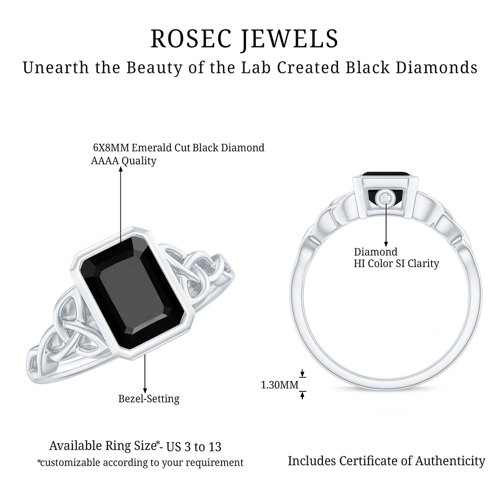 Solitaire Created Black Diamond Celtic Engagement Ring