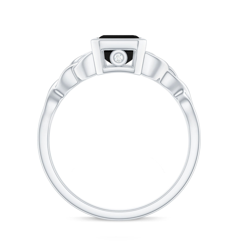 Solitaire Created Black Diamond Celtic Engagement Ring
