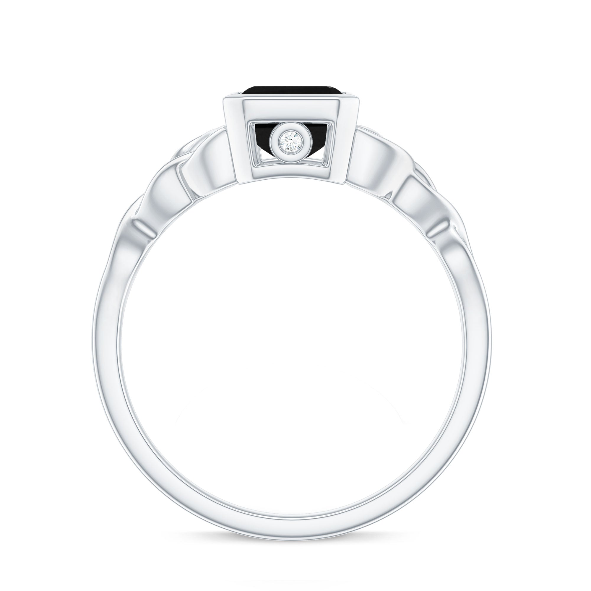 Solitaire Created Black Diamond Celtic Engagement Ring