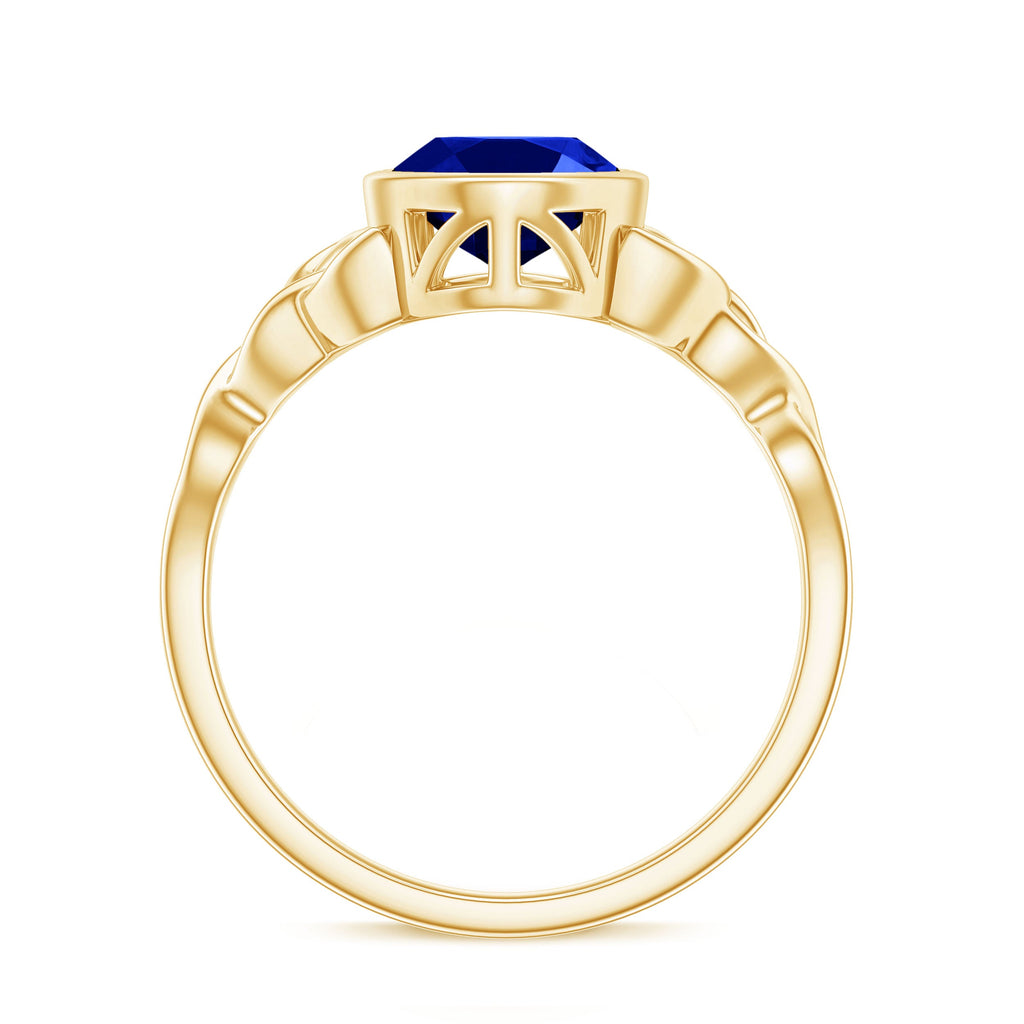 Certified 4 Carat Oval Lab Grown Blue Sapphire Bezel Set Engagement Ring