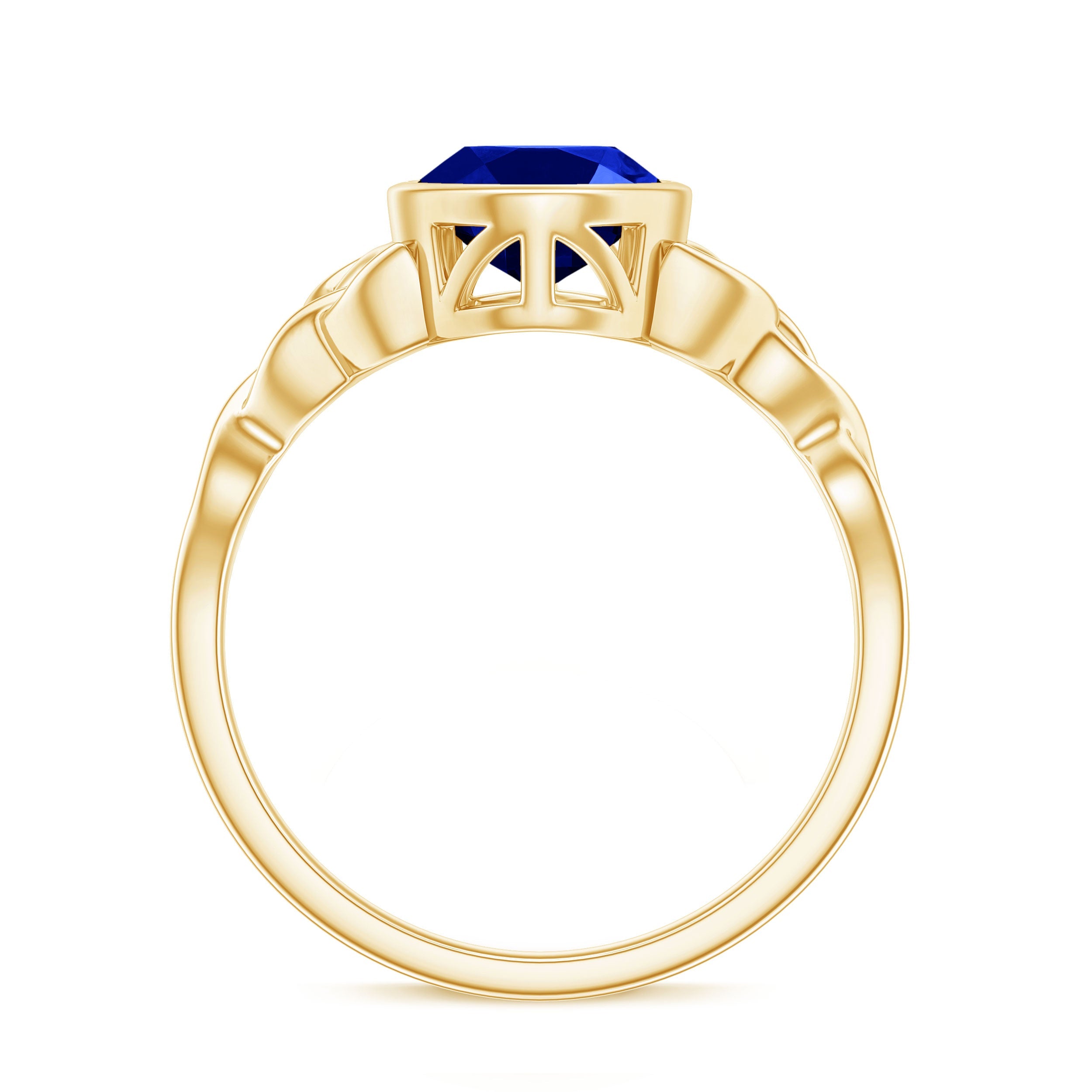 Certified 4 Carat Oval Lab Grown Blue Sapphire Bezel Set Engagement Ring