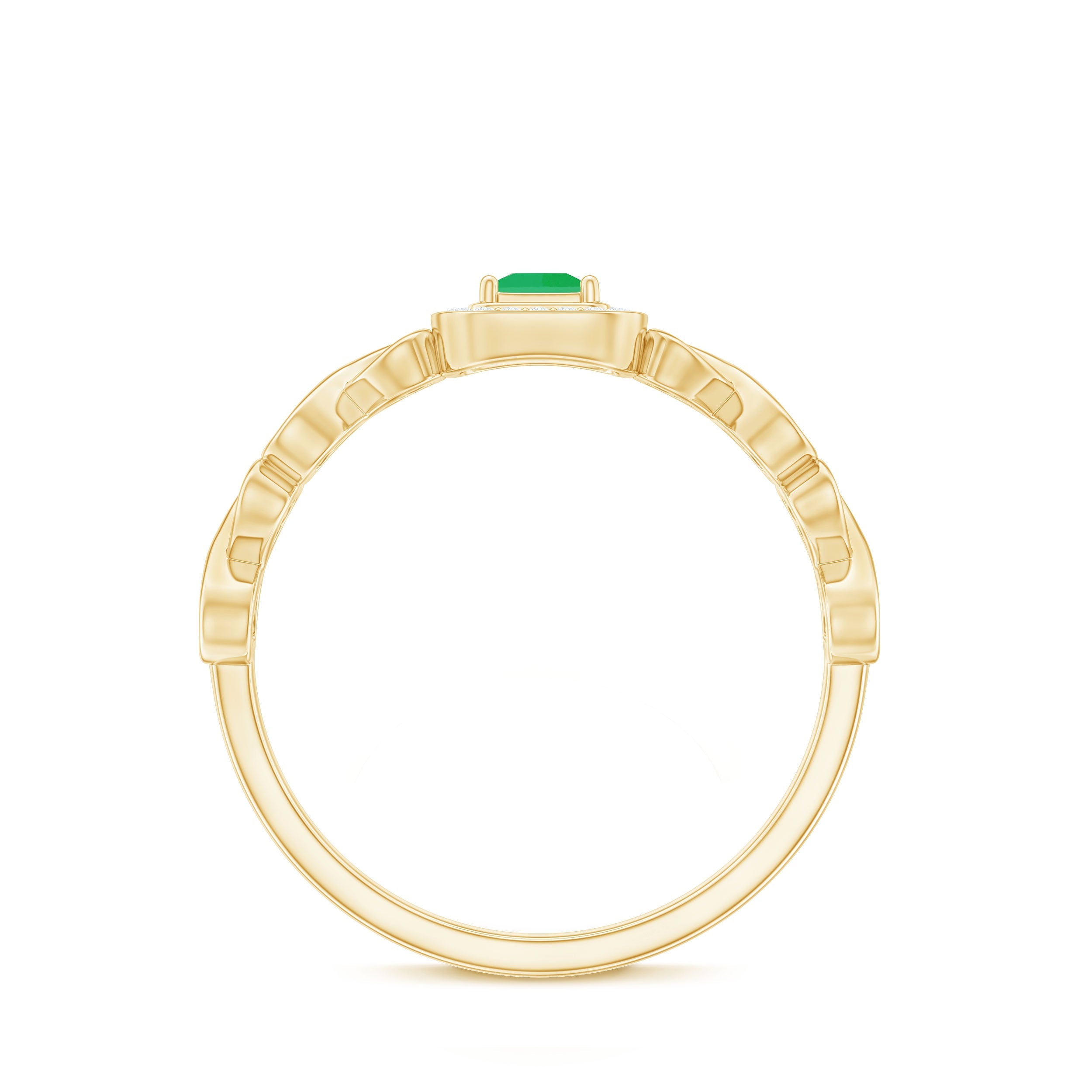 Natural Princess Cut Emerald Diamond Promise Ring For Her
