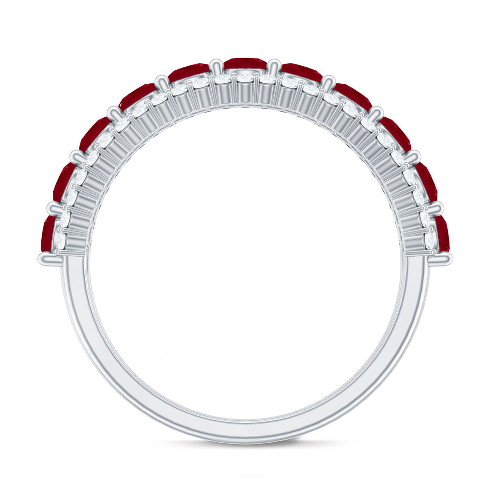 1.50 CT Ruby and Diamond Semi Eternity Ring