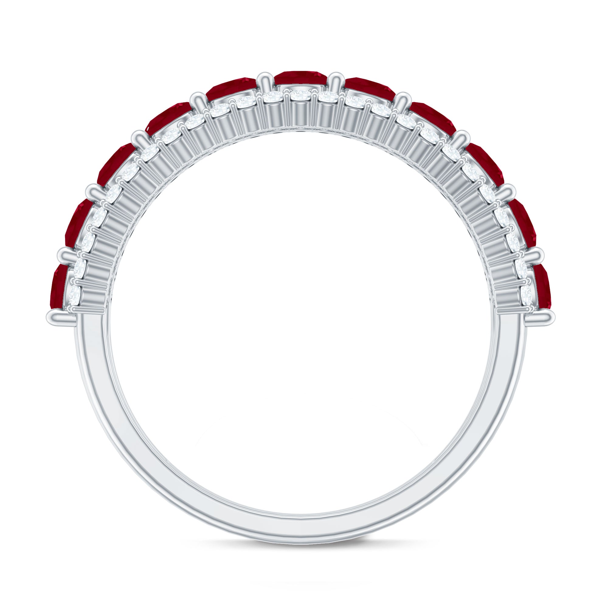 1.50 CT Ruby and Diamond Semi Eternity Ring