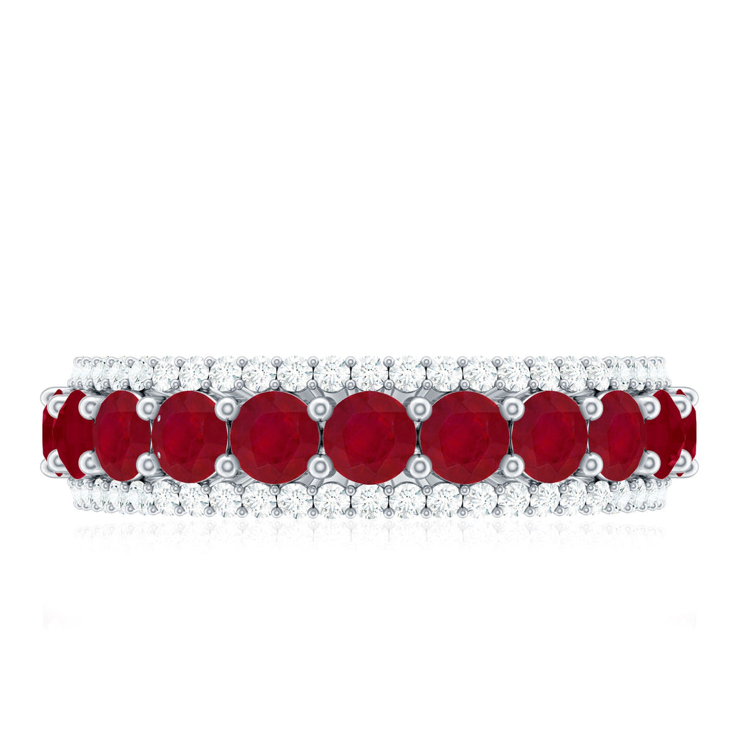 1.50 CT Ruby and Diamond Semi Eternity Ring