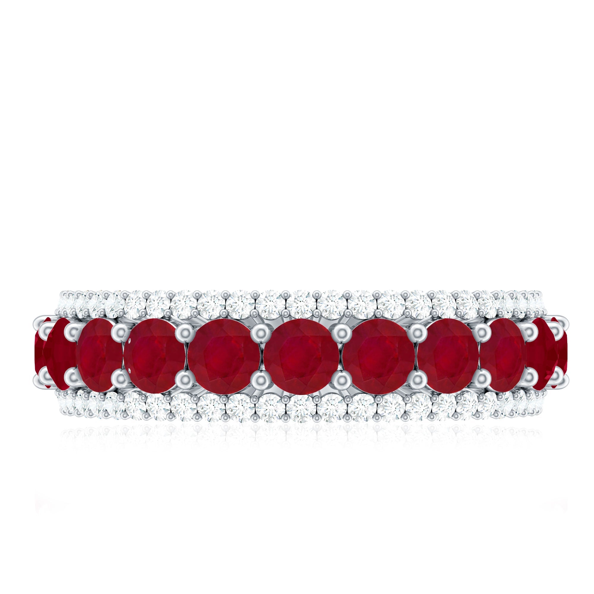 1.50 CT Ruby and Diamond Semi Eternity Ring