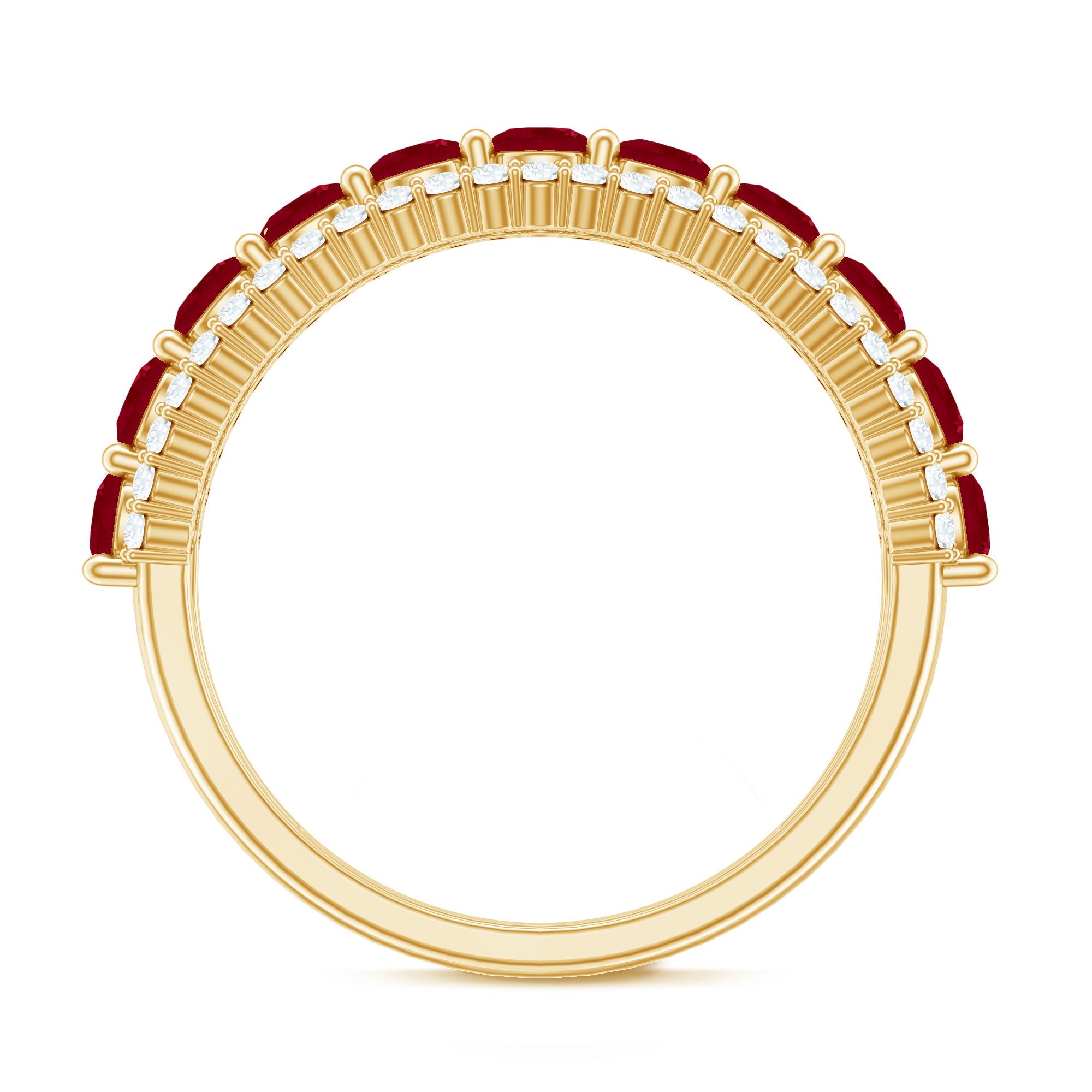 1.50 CT Ruby and Diamond Semi Eternity Ring
