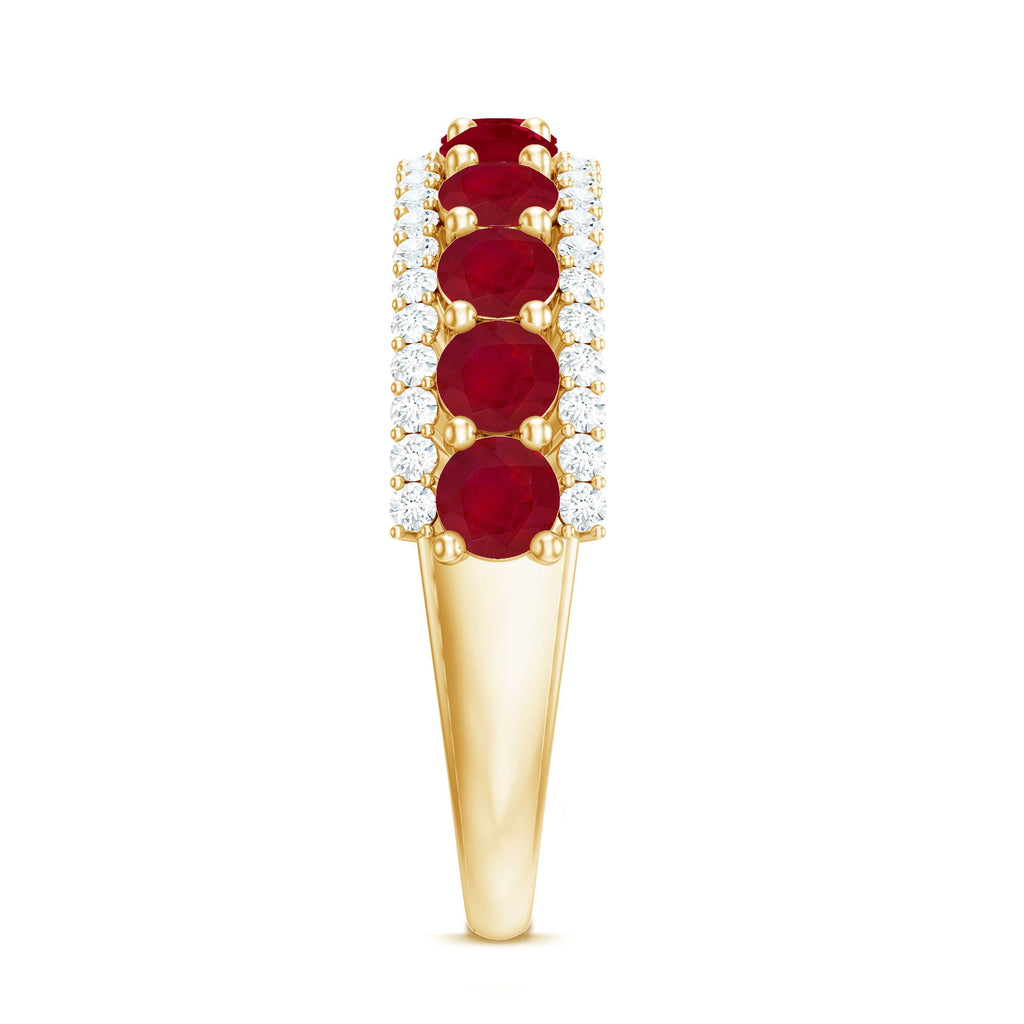 1.50 CT Ruby and Diamond Semi Eternity Ring
