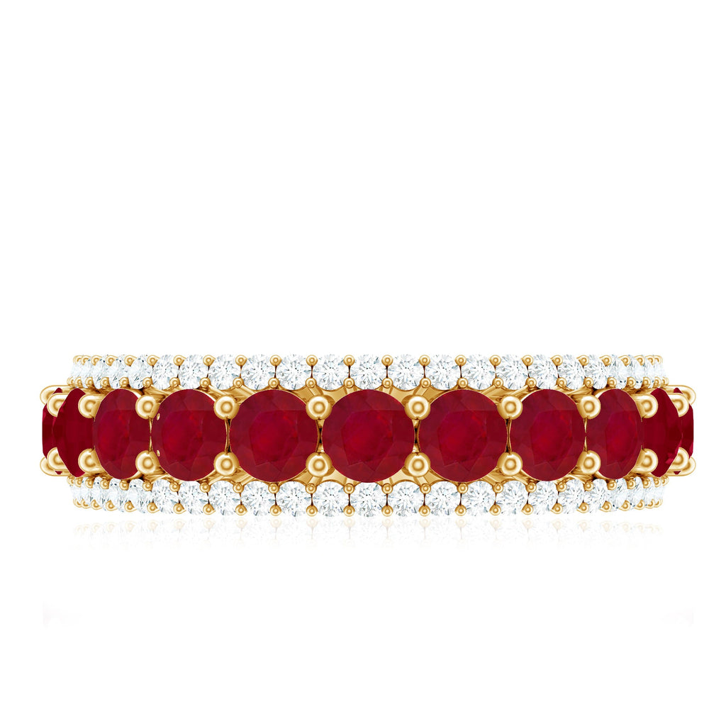 1.50 CT Ruby and Diamond Semi Eternity Ring