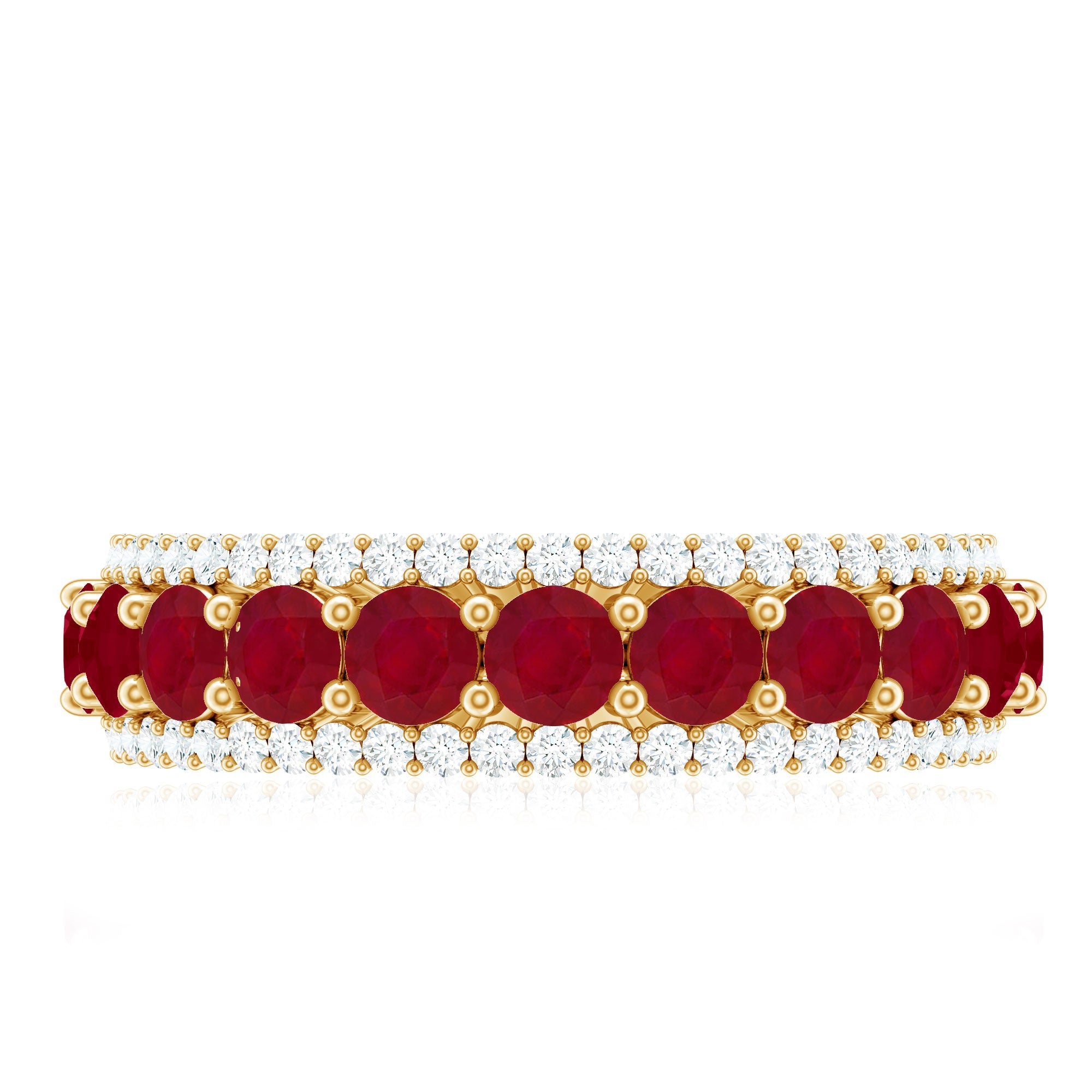 1.50 CT Ruby and Diamond Semi Eternity Ring