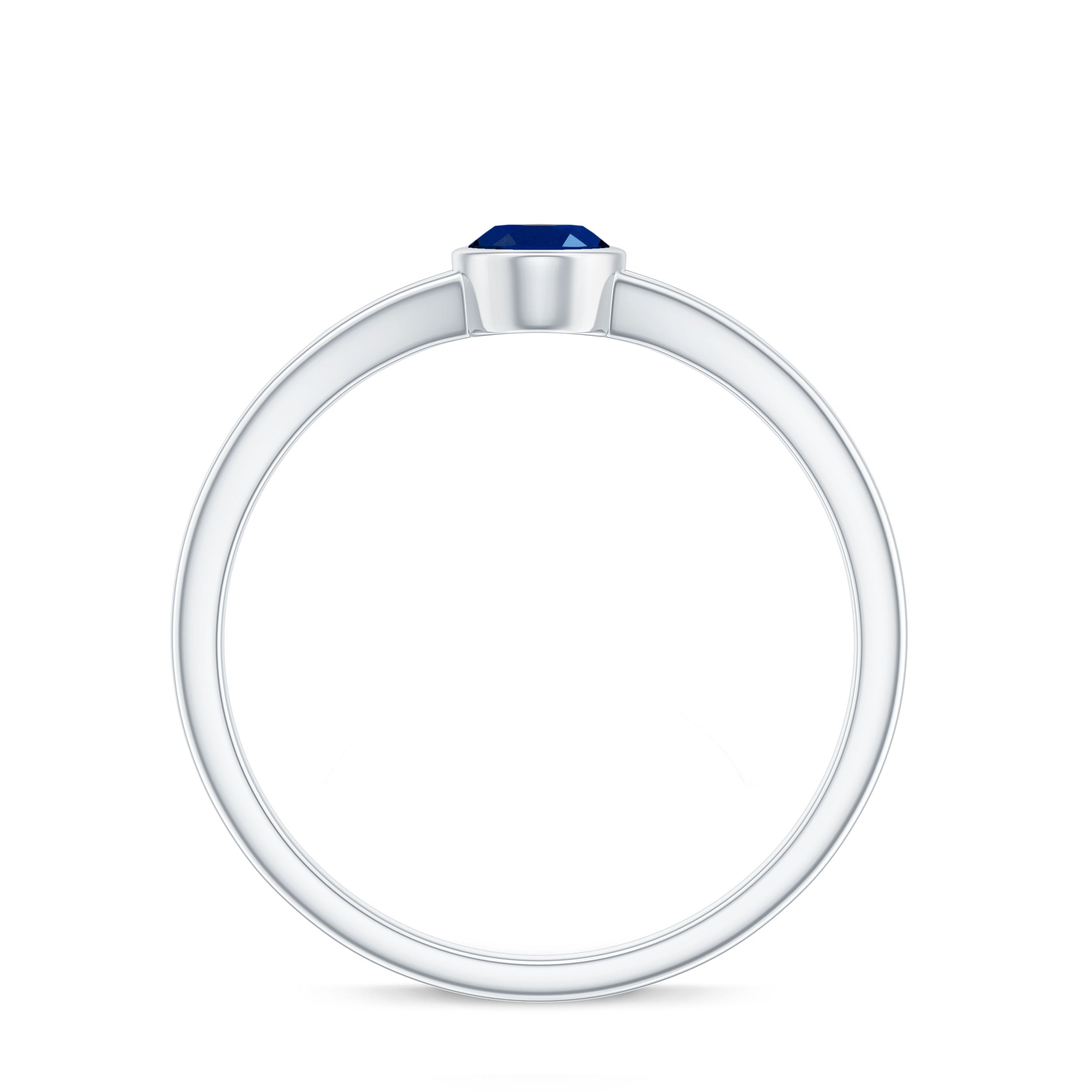 Oval Blue Sapphire Solitaire Engagement Ring in Split Shank
