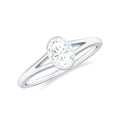 Bezel Set Oval Cut Moissanite Promise Ring in Split Shank