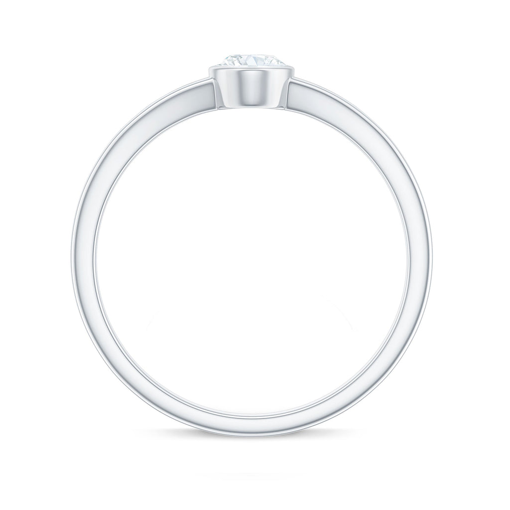 Bezel Set Oval Cut Moissanite Promise Ring in Split Shank