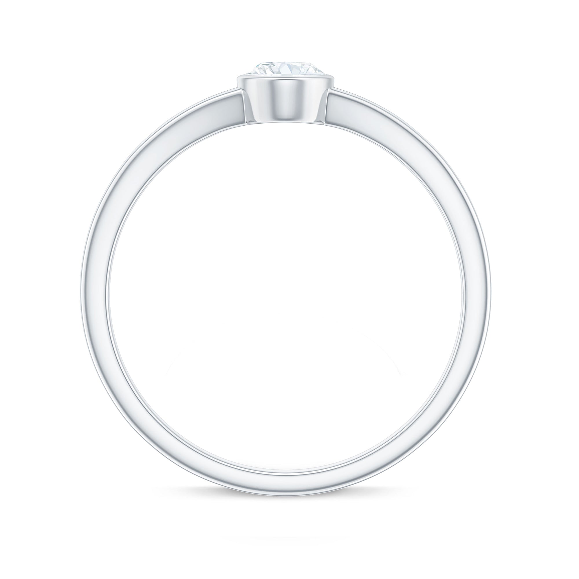 Bezel Set Oval Cut Moissanite Promise Ring in Split Shank